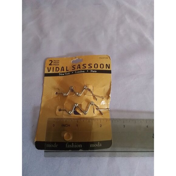 Vintage Vidal Sassoon Fashion Hair Slides 2 Pieces Silver New York London Paris - Picture 3 of 3